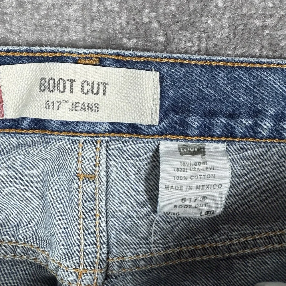 Y2K VTG‎ Levi's 517 Jeans Men's 36x30 (Fits 34x30) Blue Denim Distressed Bootcut